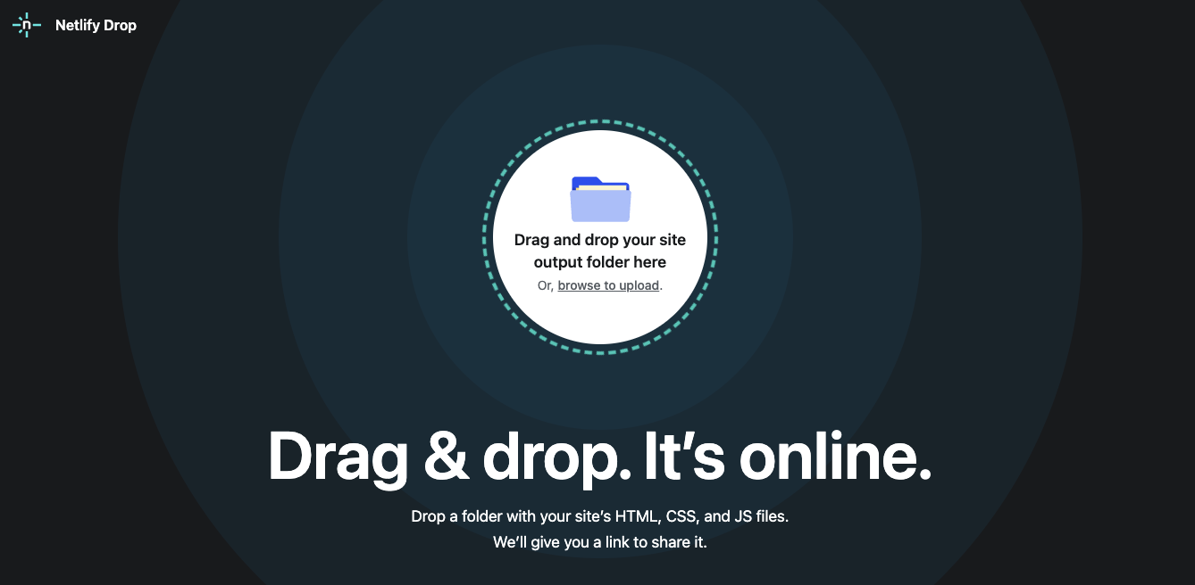 screenshot of the Netlify Drop interface